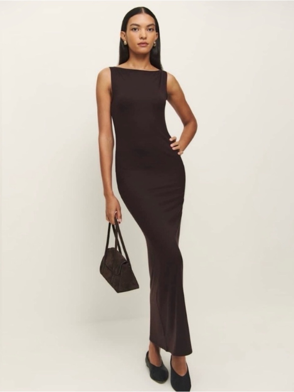 NWT Reformation Chocolate Brown Sleeveless Maxi Dress SMALL